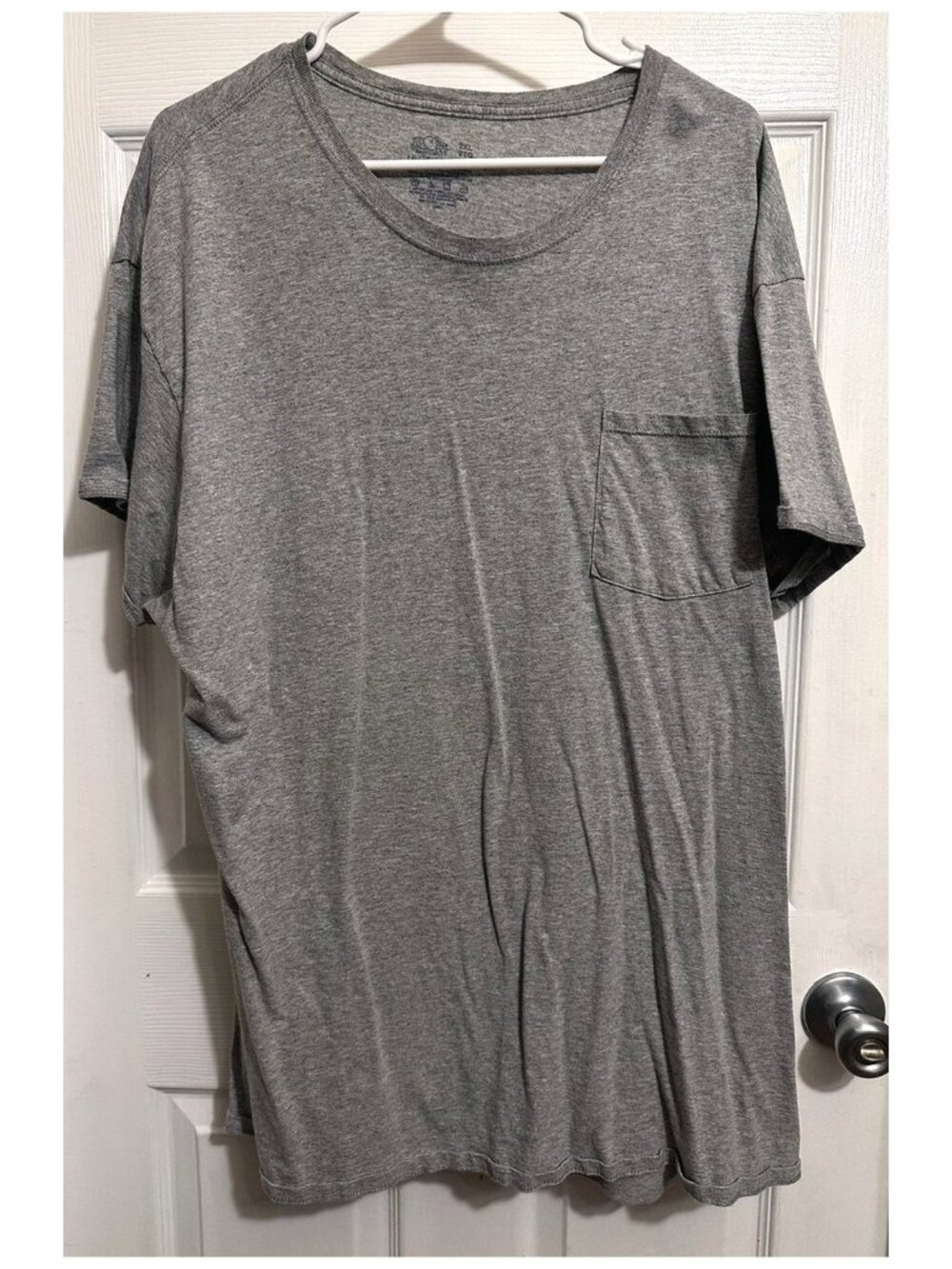 Fruit of the Loom Men's Pocket Tee T Shirt Gray 100% Cotton Size 2XL XXL
